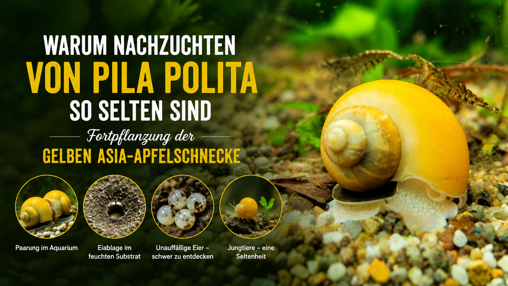 Warum Nachzuchten von Pila polita so selten sind – Die Fortpflanzung der Gelben Asia-Apfelschnecke im Aquarium