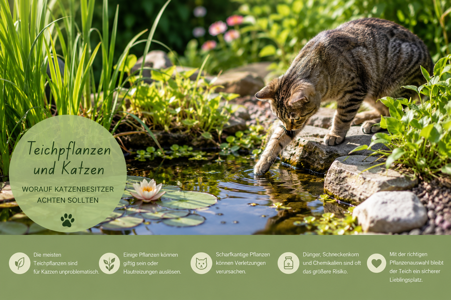 Teichpflanzen und Katzen – Worauf Katzenbesitzer achten sollten